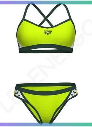 Купальник роздільний arena icons bikini cross back solid салатовий для жінок спортивний купальник 42 sku_005037-660