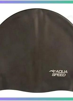Шапка для плавання aqua speed mono xl чорна силіконова унісекс для басейну з еластичним матеріалом sku_279-07
