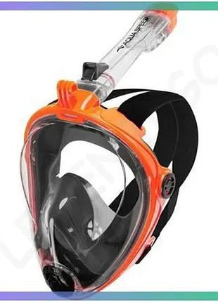 Полнофасная маска aqua speed spectra 2.0 черная оранжевая для плавания s/m с трубкой и креплением для sku_247-75