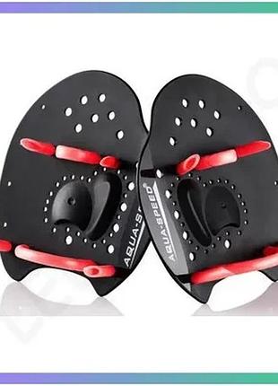 Лопатки для плавання aqua speed skill paddle 1789 чорні червоні s 15х14см для тренувань з плавання sku_147-07s