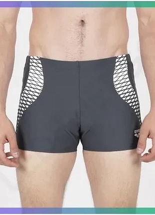 Плавки-шорты arena openings swim short серые и белые для мужчин для плавания 80% полиамид 20% эластан sku_008064-501