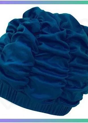 Шапка для плавания aqua speed shower cap 5747 темно-синяя женская с широкой резинкой для плавания sku_094-10