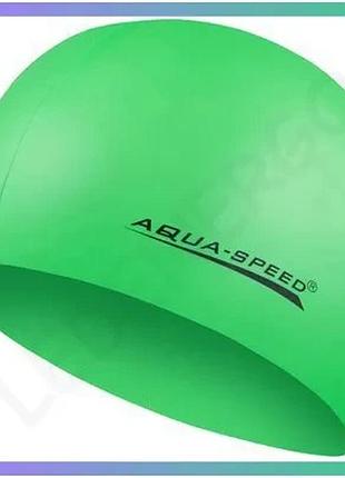 Шапка для плавания aqua speed mega 100-11 светло-зеленая силиконовая шапочка для бассейна унитекс sku_100-11