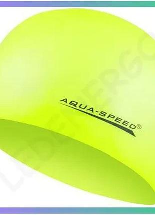 Шапка для плавания aqua speed mega 100-18 желтая силиконовая унисекс для бассейна и тренировок sku_100-18