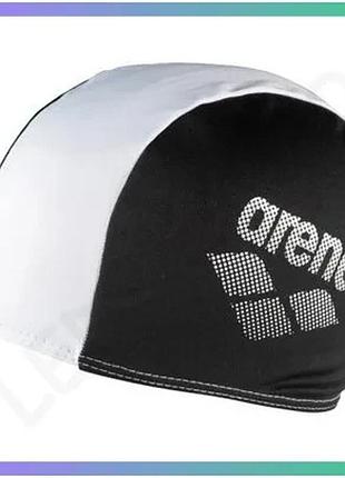 Шапка для плавання arena polyester ii jr чорна біла для дітей легка текстильна шапочка для тренувань у sku_002468-510