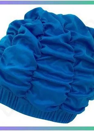 Шапка для плавания aqua speed shower cap 5743 темно-синяя для женщин с широкой резинкой и элегантным д sku_094-01