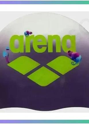Шапка для плавання arena hd cap фіолетова силіконова унісекс для захисту волосся від хлору sku_005572-247