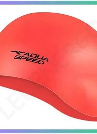 Шапка для плавання aqua speed mono 6206 яскраво-червона силіконова шапочка для плавання унісекс sku_111-32