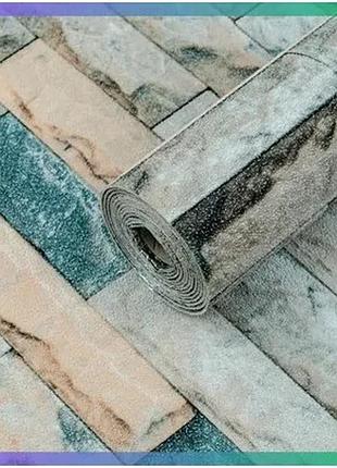 Самоклеящиеся обои 2800х500х1,5мм бирюзовый кирпич для декорирования стен и мебели sku_sw-00001943