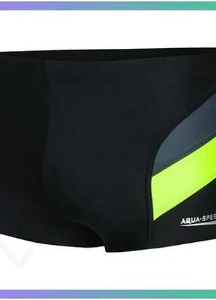 Плавки-боксеры aqua speed aron 7140 черные желтые xxxl для плавания мужские с эластичностью и шнурком sku_338-138