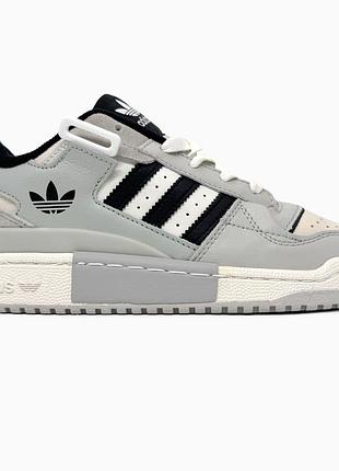 Кросівки чоловічі, кросівки жіночі, 1в1 люкс якість, шкіра, adidas forum low white/grey, sky-adi-0490