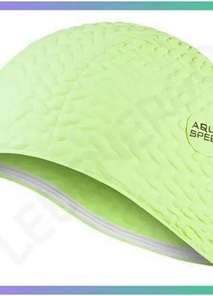 Шапка для плавання aqua speed bombastic tic-tac 5721 пастельно-зелена для жінок з довгим волоссям sku_117-11