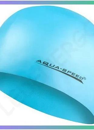 Шапка для плавания aqua speed mega 100-29 бирюзовая силиконовая шапочка для бассейна унисекс sku_100-29