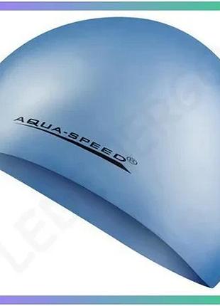 Шапка для плавания aqua speed mega 100-02 синий 100% силикон унисекс для бассейна и тренировок sku_100-02