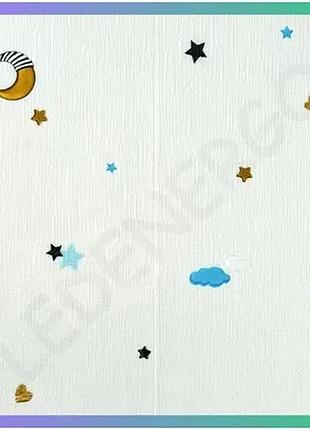 Самоклеящаяся 3d панель звезды и луна на белом фоне 700х700х4мм для внутренней отделки стен sku_sw-00001970