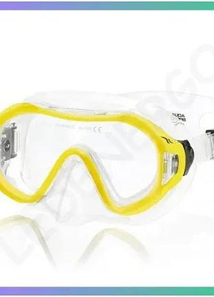 Маска для дайвинга aqua speed junior 223-18 желтая прозрачная для детей с силиконовым ремешком sku_223-18