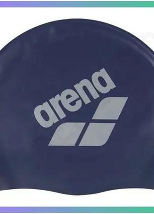Шапка для плавання arena big logo cap синя силіконова унісекс для тренувань і змагань sku_009276-205