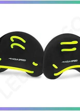 Лопатки для плавания aqua speed finger paddles черные для тренировки техники и силы рук у унисекс sku_723