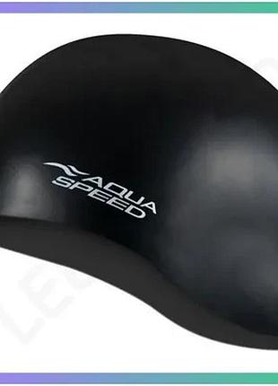 Шапка для плавання aqua speed mono чорна силіконова унісекс для басейну та тренувань sku_111-07