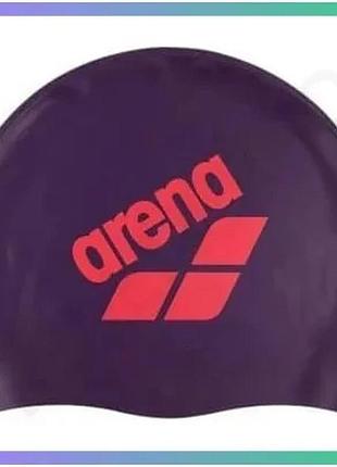 Шапочка для плавання arena big logo cap фіолетова силіконова унісекс для тренувань і змагань sku_009276-200
