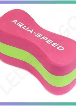 Колобашка для плавання aqua speed junior 3 layers pullbuoy рожевий зелений для тренування плавців 20x8 sku_149-03