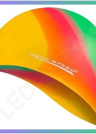 Шапка для плавання aqua speed bunt 4044 силіконова мультиколор унісекс для басейну шапочка для плаванн sku_113-49