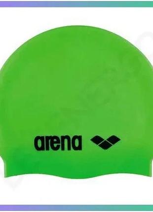 Шапка для плавання arena classic silicone jr зелена для дітей 100% силікон щільна посадка для плавання sku_91670-065