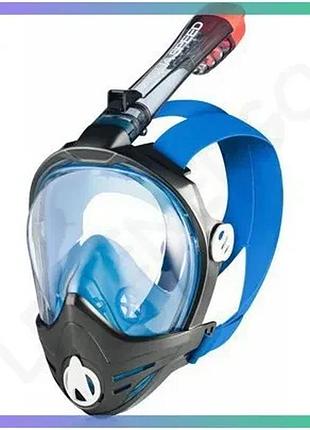 Полнофасочная маска aqua speed brizo для подводного плавания силиконовая синяя s/m с широким полем зре sku_227-01