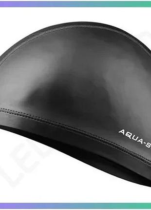 Шапка для плавання aqua speed profi чорна унісекс поліуретанове покриття для дорослих шапочка для води sku_090-07