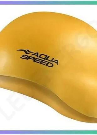Шапка для плавання aqua speed mono 9116 темно-жовта силіконова унісекс для басейну sku_111-06