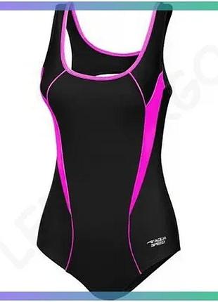 Купальник закритий aqua speed kate чорний рожевий для жінок 38 спортивний купальник для плавання sku_413-19