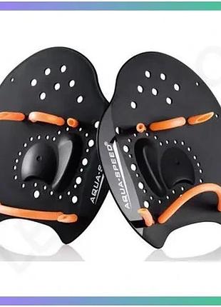 Лопатки для плавання aqua speed skill paddle 1790 чорний помаранчевий m для тренувань з плавання 18,5х sku_147-07m
