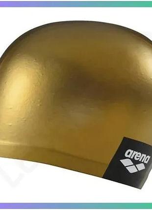 Шапка для плавания arena logo moulded cap золотая силиконовая унитекс для бассейна и плавания sku_001912-205