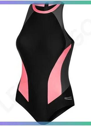Купальник закритий aqua speed nina 6409 чорний сірий кораловий для жінок тренувальний купальний костюм sku_344-133