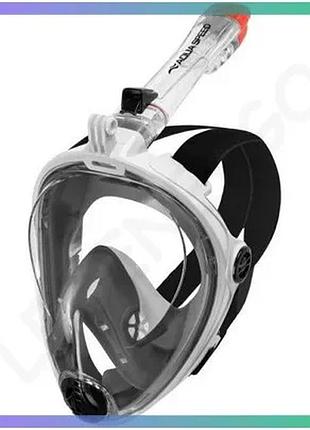 Полная маска aqua speed spectra 2.0 черная белая для плавания размер l/xl с креплением для камеры sku_247-05