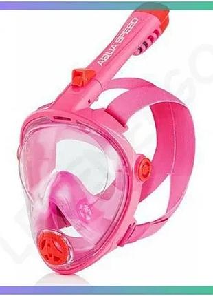 Полнофасциальная маска aqua speed spectra 2.0 kid 7081 розовая красная для плавания детей с трубкой sku_248-03