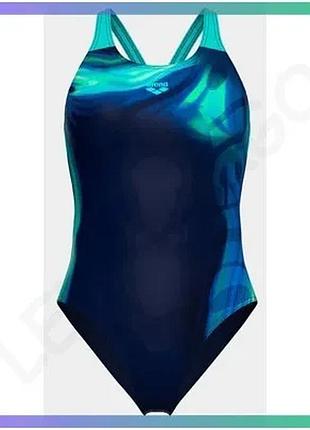 Купальник arena dreamhline swimsuit v back для жінок закритий синій бірюзовий для плавання 36 sku_008328-780