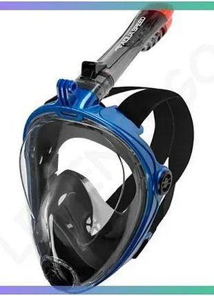 Повнолицева маска aqua speed spectra 2.0 черная синяя l/xl для плавания с креплением для камеры sku_247-10