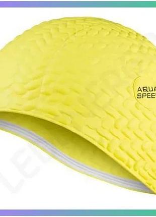 Шапка для плавання aqua speed bombastic жовта латексна для жінок з довгим волоссям комфортна для плава sku_117-18