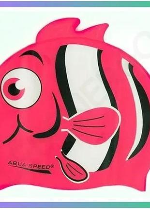 Шапка для плавання aqua speed zoo nemo коралова рибка 100% силікон для дітей весела шапочка для плаван sku_115-03-nemo