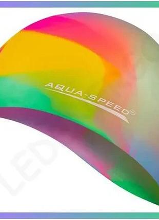 Шапка для плавання aqua speed bunt 4048 мультиколор силіконова для басейну унісекс еластична шапочка д sku_113-54