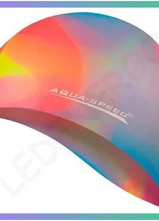 Шапка для плавання aqua speed bunt мультиколор силіконова унісекс для басейну шапочка для плавання sku_113-86