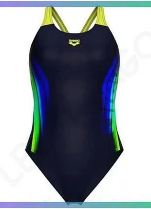 Купальник жіночий arena breath swimsuit v back lb чорний жовтий зелений синій для плавання комфортний sku_008330-760