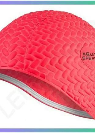 Шапка для плавання aqua speed bombastic червона для жінок з латексу зручна для відкритих водойм sku_117-31