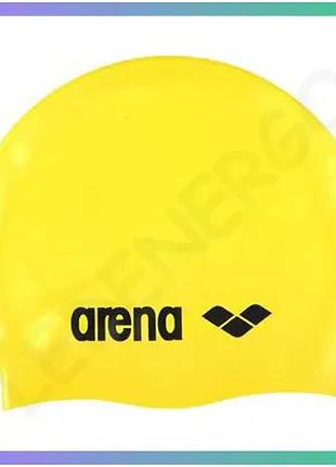Шапка для плавання arena classic silicone жовта силіконова шапочка для плавців унісекс sku_91662-035