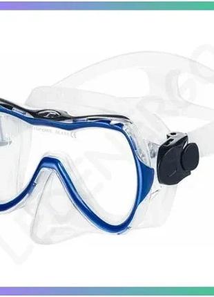 Маска для дайвинга aqua speed enzo 6072 синяя черная прозрачная для детей с силиконовой юбкой и стекло sku_269-11