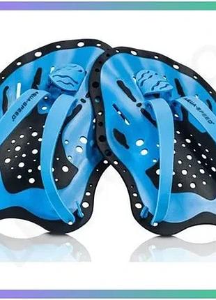 Лопатки для плавания aqua speed swim paddle 19х13,5 см синий тренажер для улучшения техники плавания sku_148-01