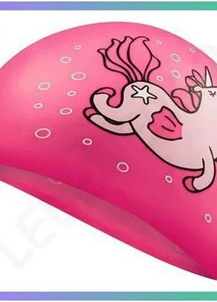 Шапка для плавання aqua speed kiddie unicorn силіконова рожевий для дітей 4-8 років шапочка для плаван sku_142-unicorn