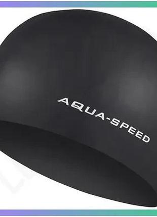 Шапка для плавання aqua speed 3d cap чорна безшовна силіконова для професійних плавців унісекс sku_092-07