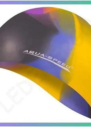 Шапка для плавання aqua speed bunt 4041 мультиколор силіконова унісекс для басейну шапочка для плаванн sku_113-46